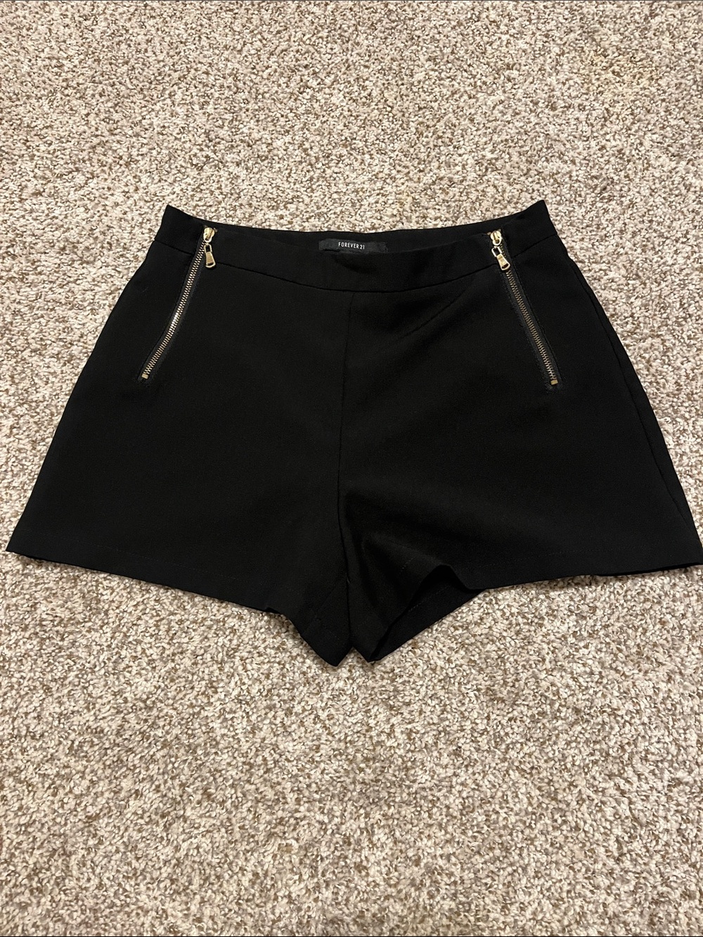 Forever 21 Black High-Waist Zip Detail Shorts